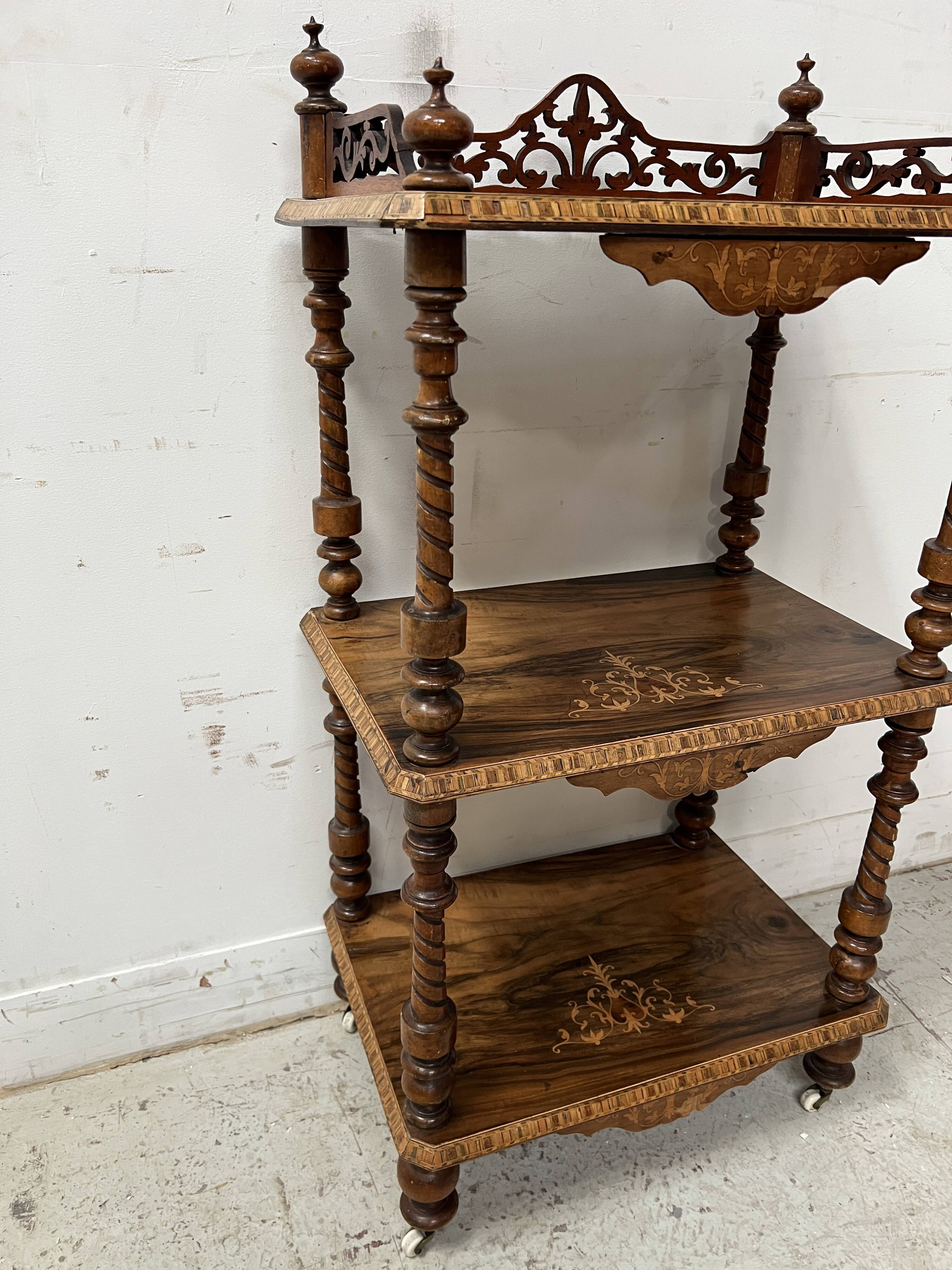 Napoleon III display stand in marquetry mahogany, 19th century.