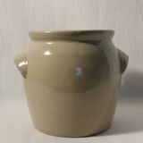 Beige glazed stoneware pot with handle