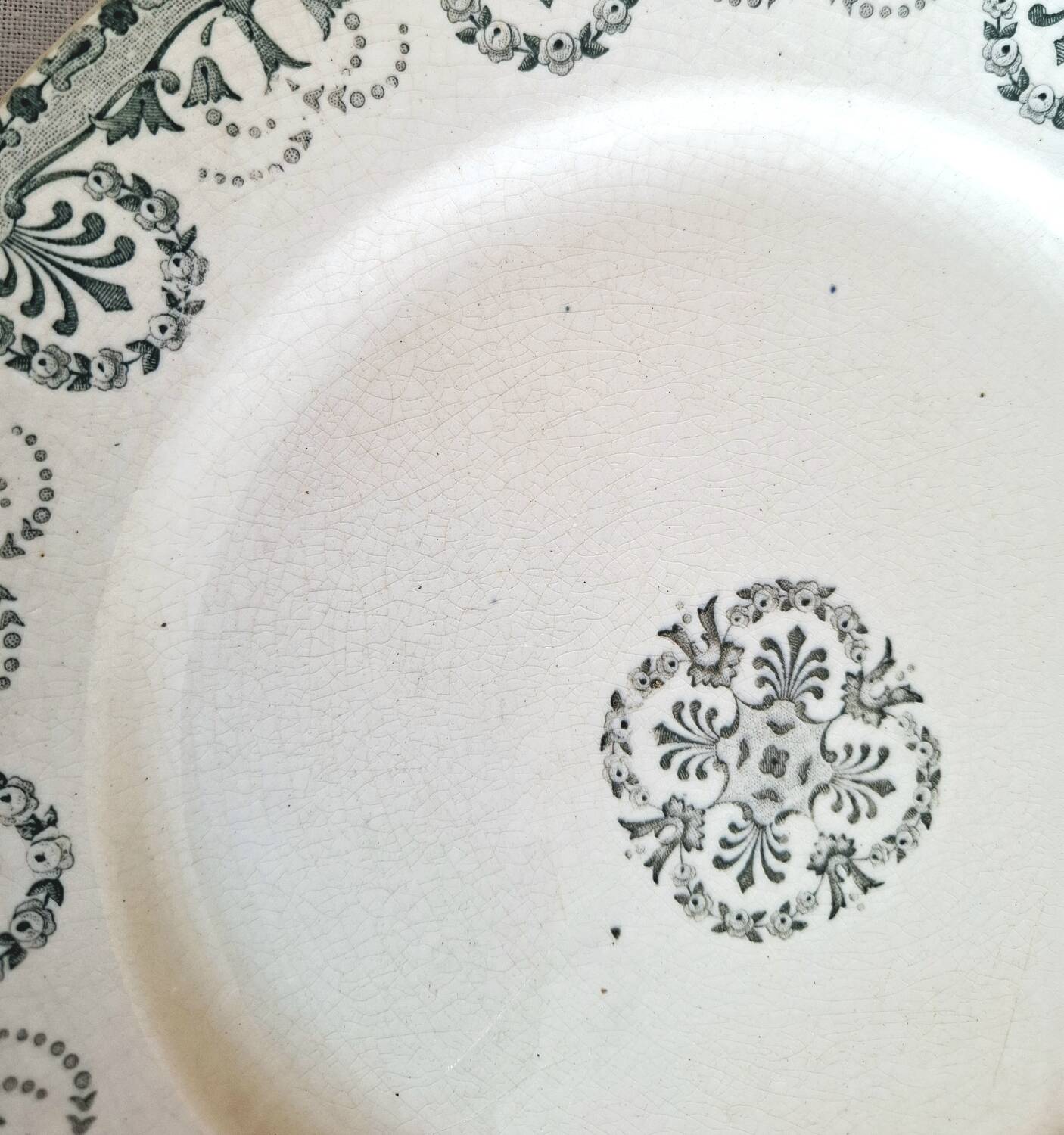 Mismatched antique ironstone earthenware plates