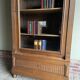 Antieke eiken houten boekenkast, vitrinekast, winkelkast, servieskast.