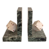 Vintage Pair of Cube Bookends in Green Marble by Maurin, Sweden, Art Deco 1930