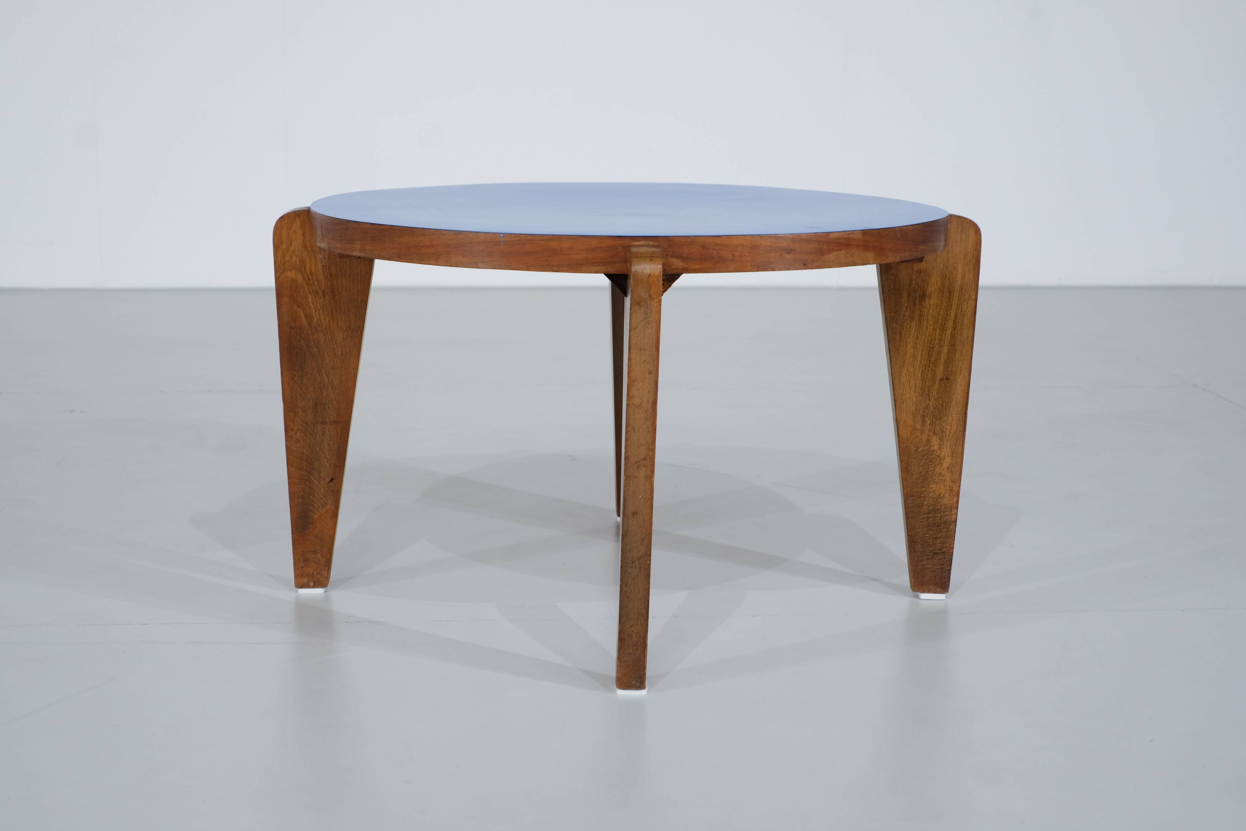 Blue lacquered wooden coffee table - 1950s