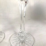 Set of five large colored crystal foot glasses