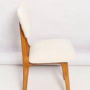 Mid-century "Butterfly" dining chair, light cream boucle, Poland, 1960s