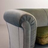 Chesterfield Duotone 2-Seat Sofa in Frosted Blue & Green Velvet 1950s