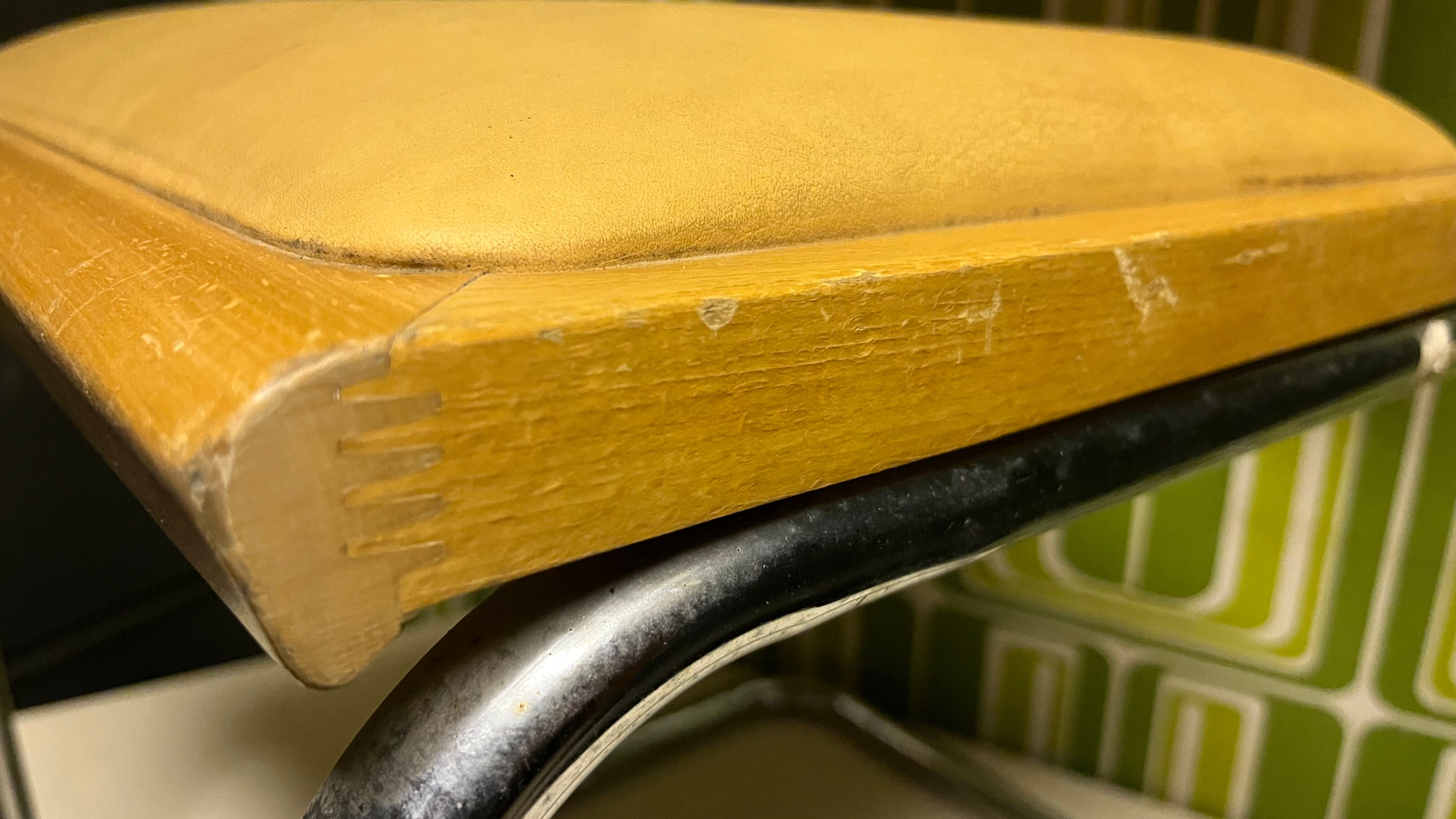 Pair vintage sled reception chairs