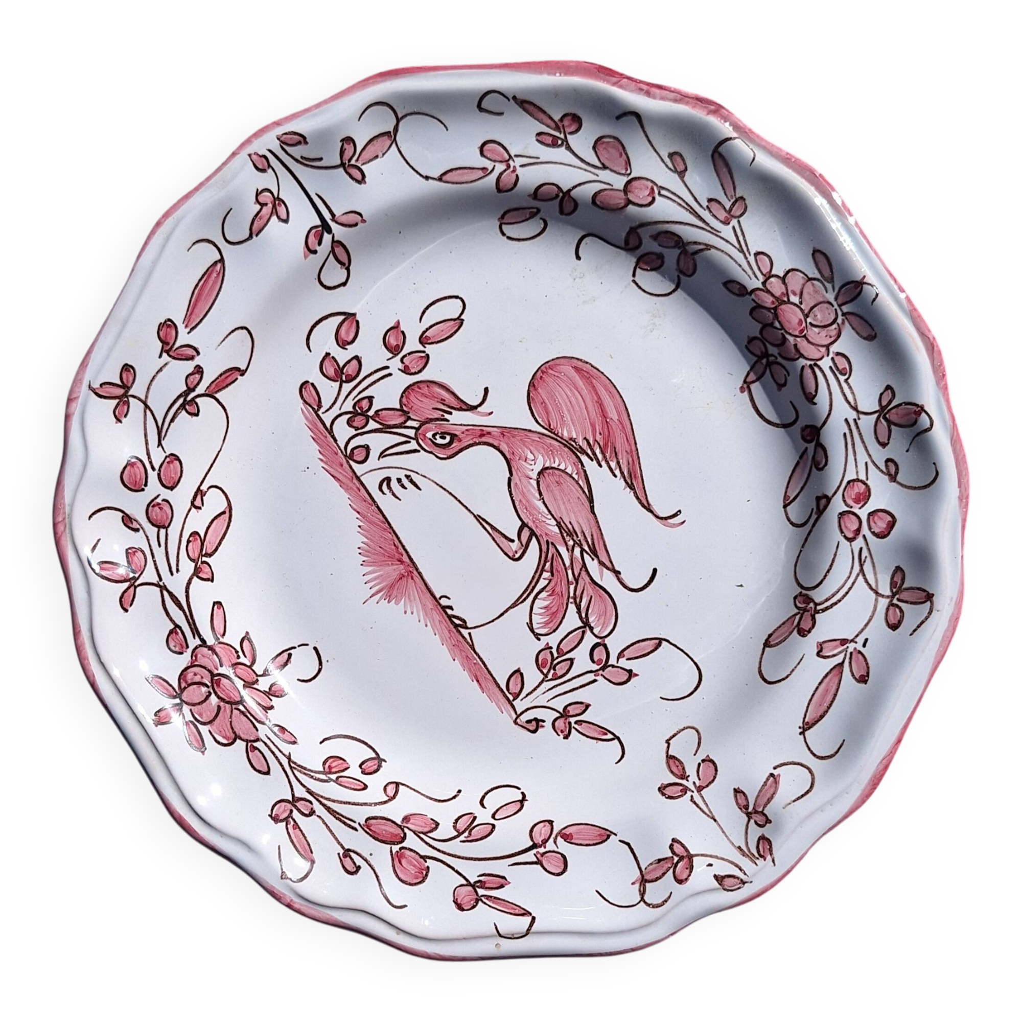 Faience plate with Moustiers decoration, 18th century.