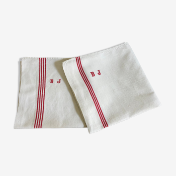 Pair of old tea towels, old linen