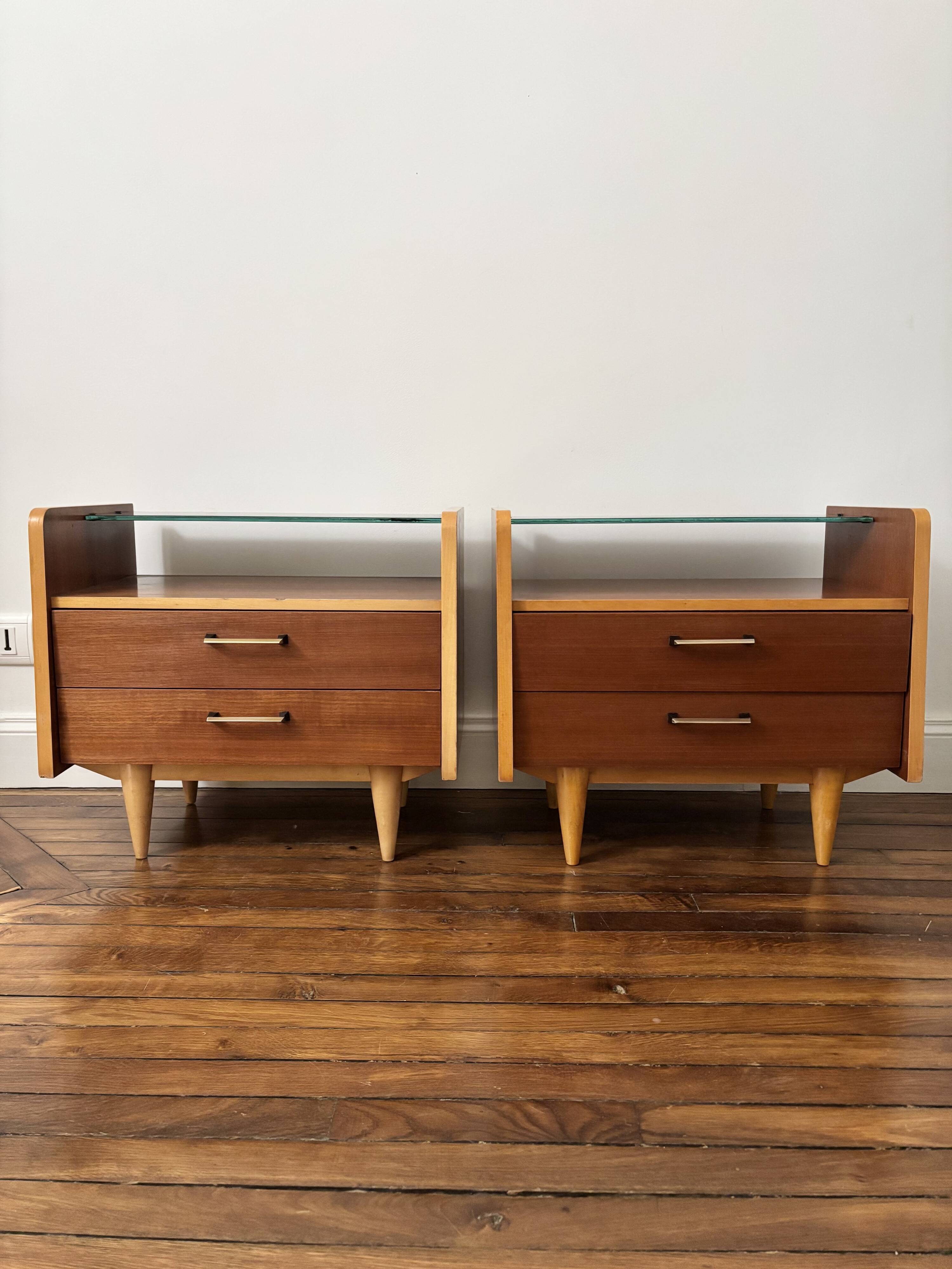 Paire tables de chevet vintage mid-century