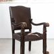 19th century beechwood, metal, and leather throne