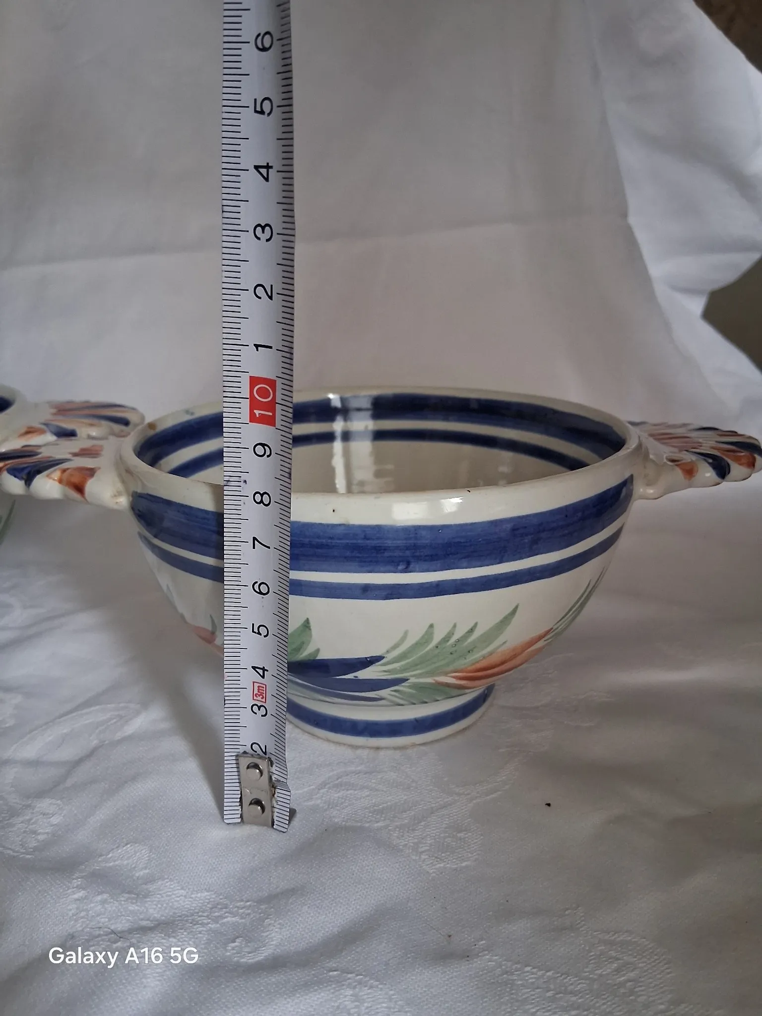 Set of three antique earthenware bowls from HB Quimper, signed.