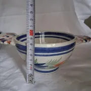 Set of three antique earthenware bowls from HB Quimper, signed.