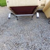 Armchairs and sofa of the 60s/70s in moleskine and chrome base on springs
