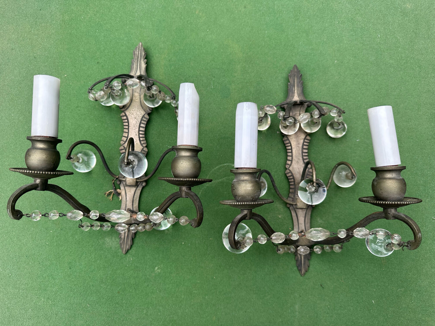 Pair of Art Nouveau / Art Deco Border Period Wall Lights 1920