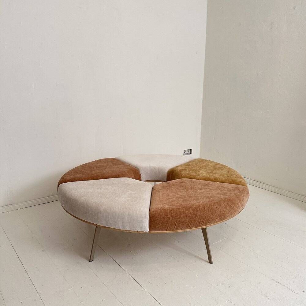 Postmodern Rondell Round Sofa in Velvet Fabric, 1980s