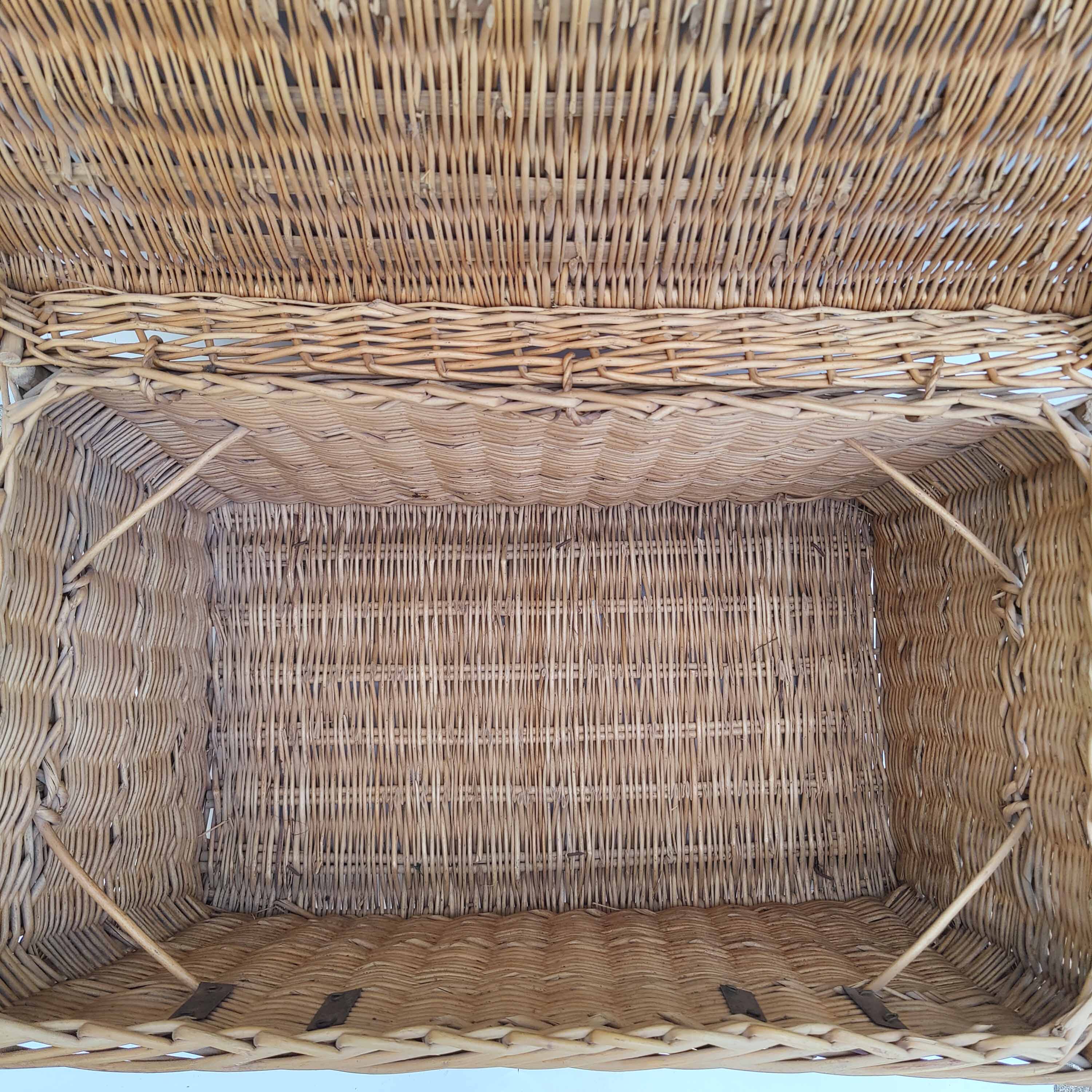 Vintage braided wicker trunk