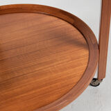 Midcentury danish trolley with 2 serving trays in teak 1960s