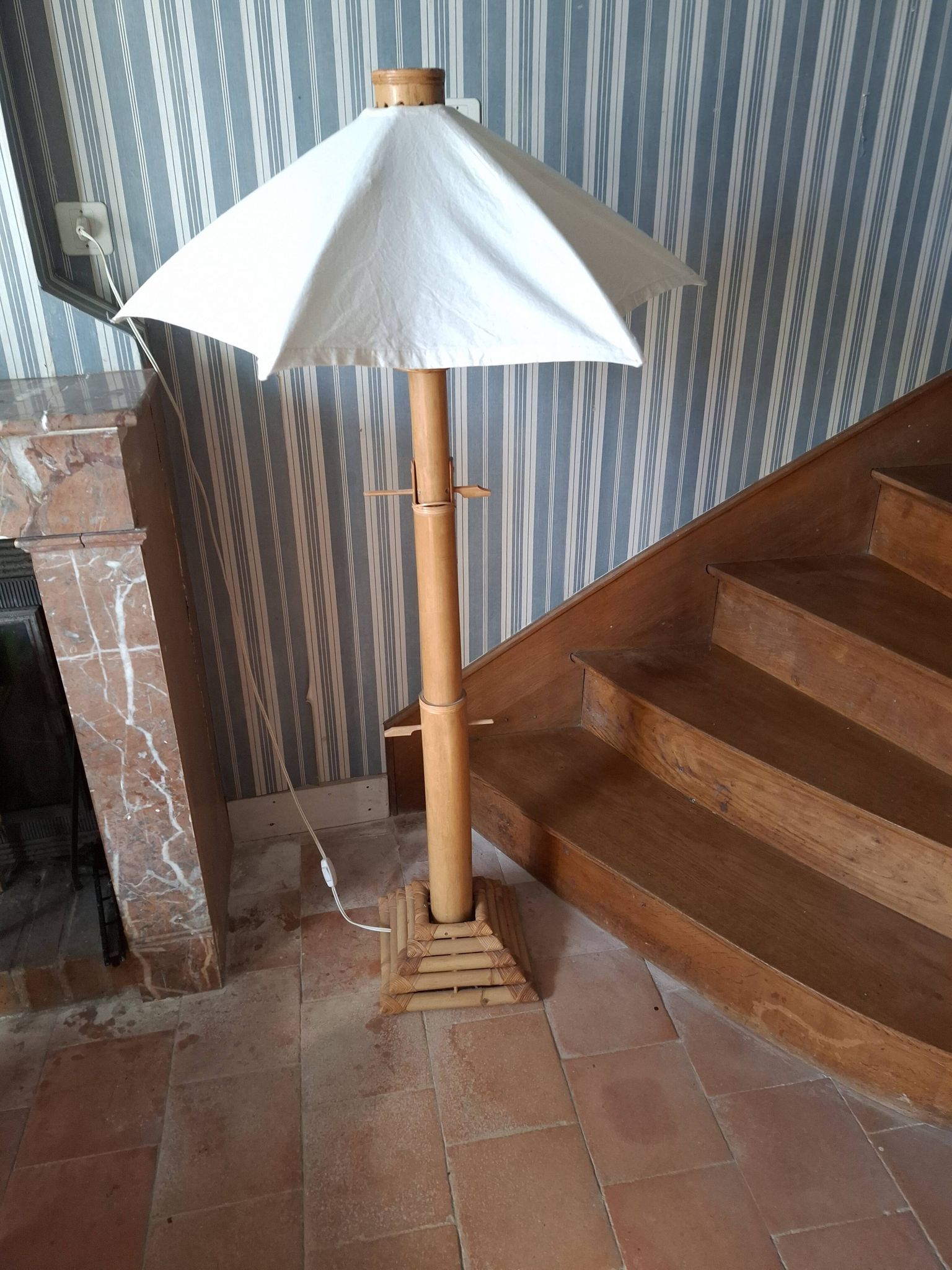 Vintage 70's adjustable bamboo floor lamp