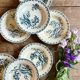Set of 8 antique deep plates in ironstone, Chardons de Gien