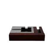 Mid-century modern mahogany ashtray, Alfred Dunhill Italy 1970s