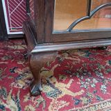 English glazed display case, lion paw feet