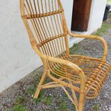 wicker armchair, bamboo wood