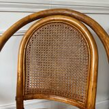 Paire de fauteuils en rotin et cannage vintage