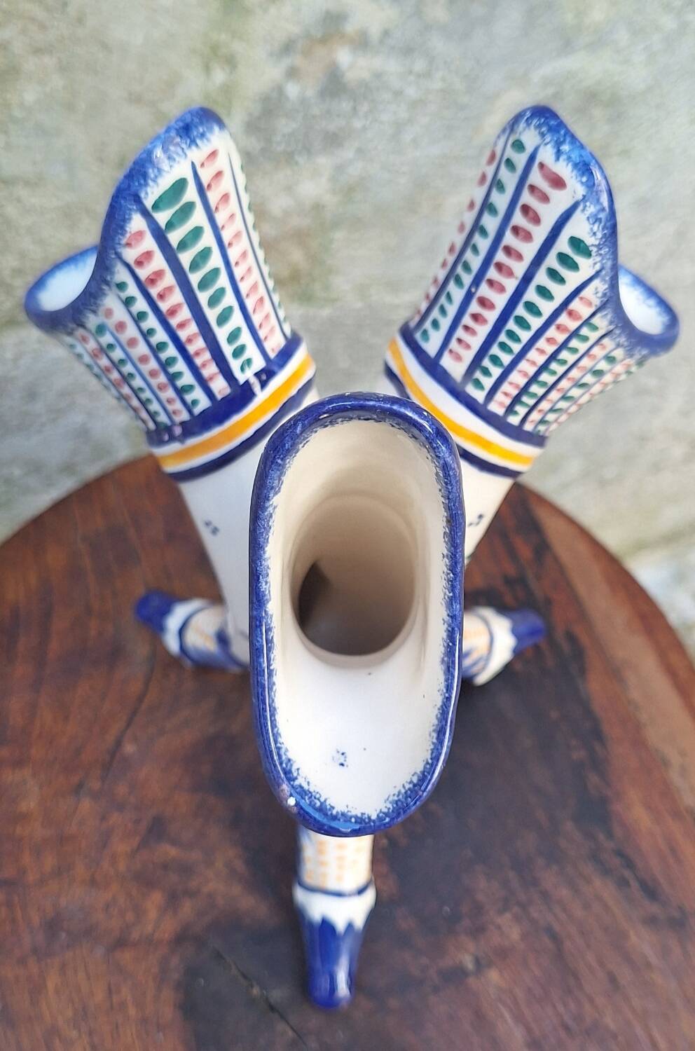 Quimper earthenware tricorn vase
