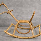 Vintage 1960s/70s rattan and bamboo rocking horse