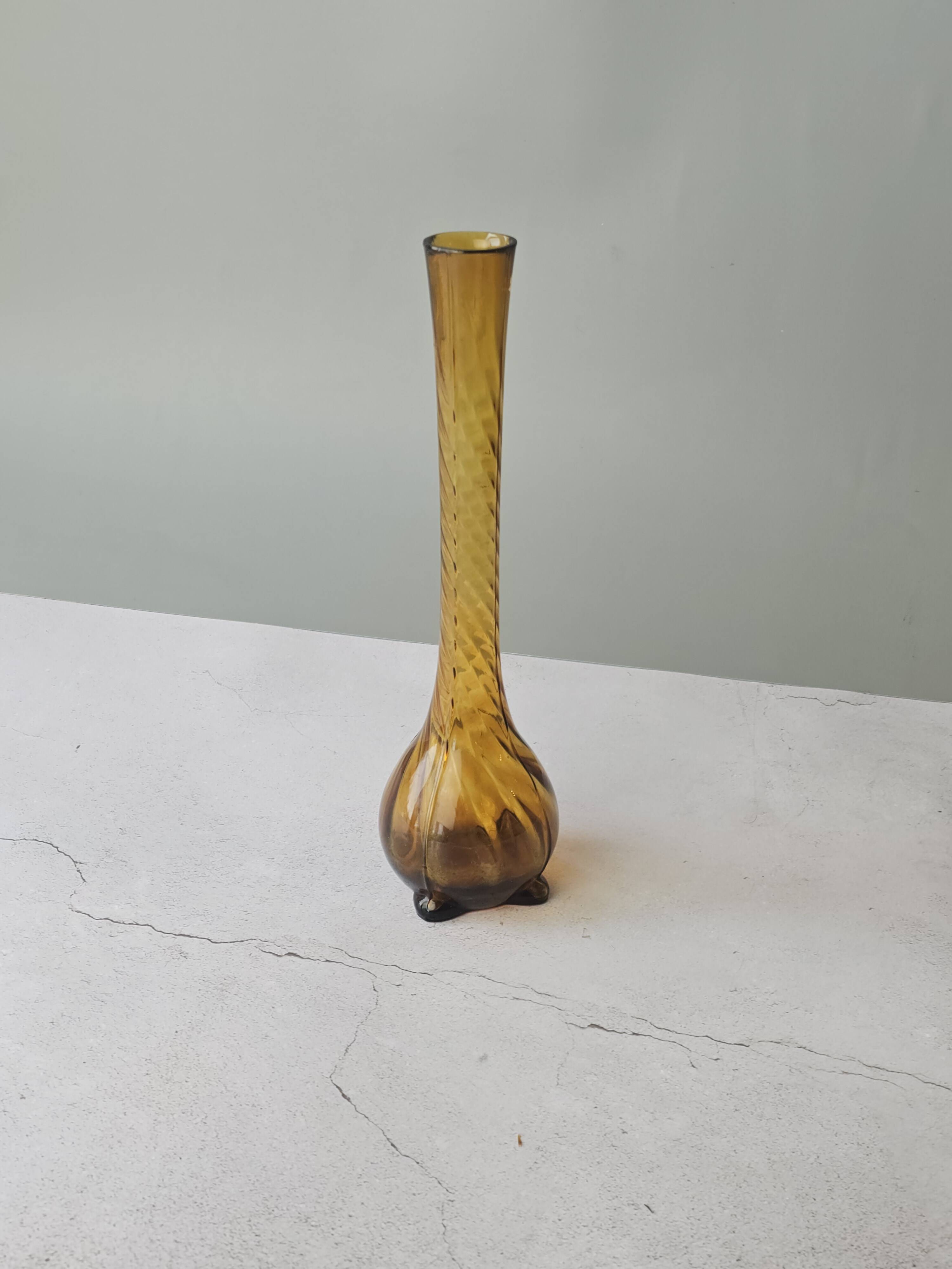 Vintage amber glass bud vase