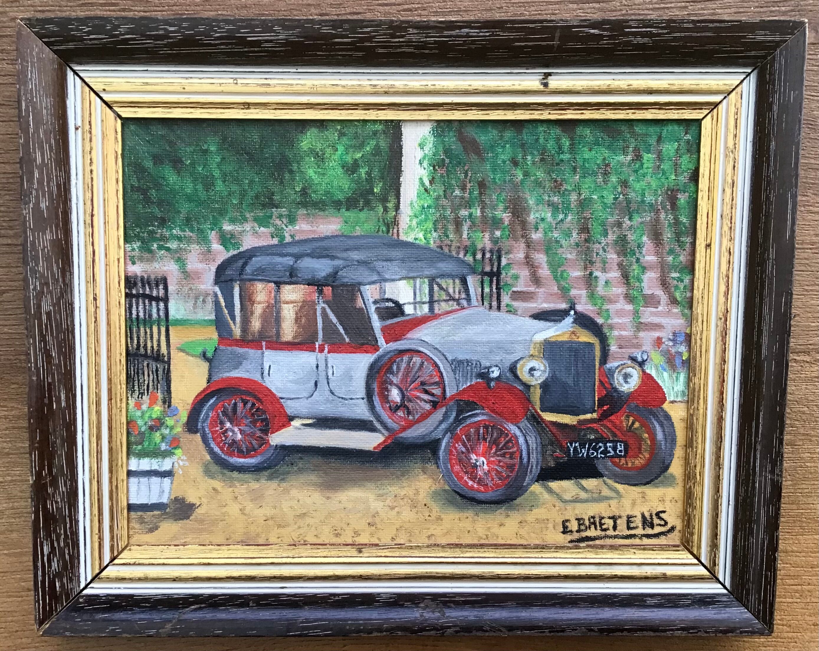 Pair vintage paintings representing 2 old tacots