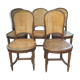 Set of 5 wooden chairs cane