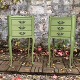Pair of Louis XV style khaki bedside tables