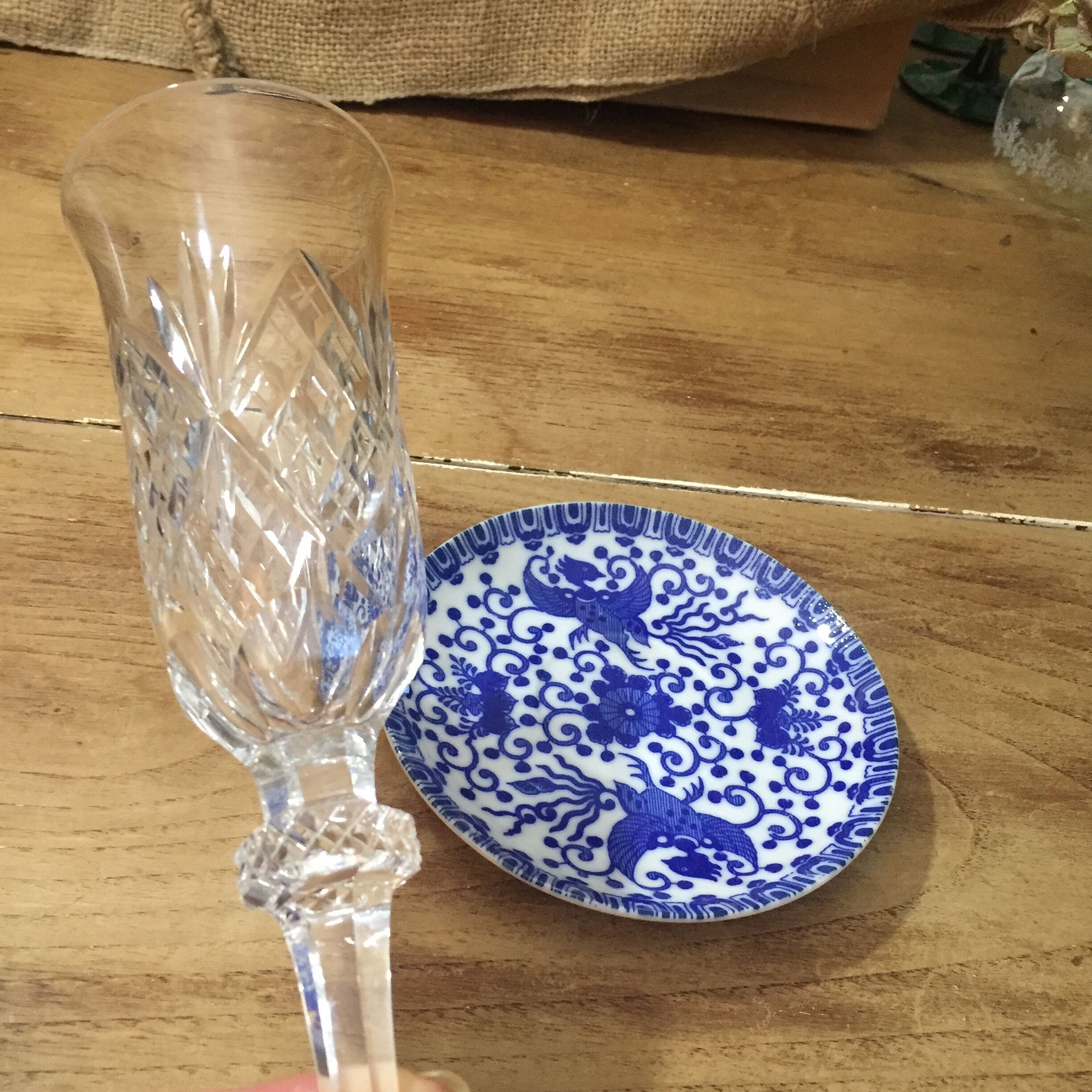 Set of 10 crystal flutes