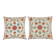 SET OF 2 - 100% Silk Cushion Covers. Embroidered Accent Pillows. Suzani Throw Pillows