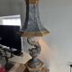 Monumental lamp with a dolphin in cast iron and lead scales - 110cm