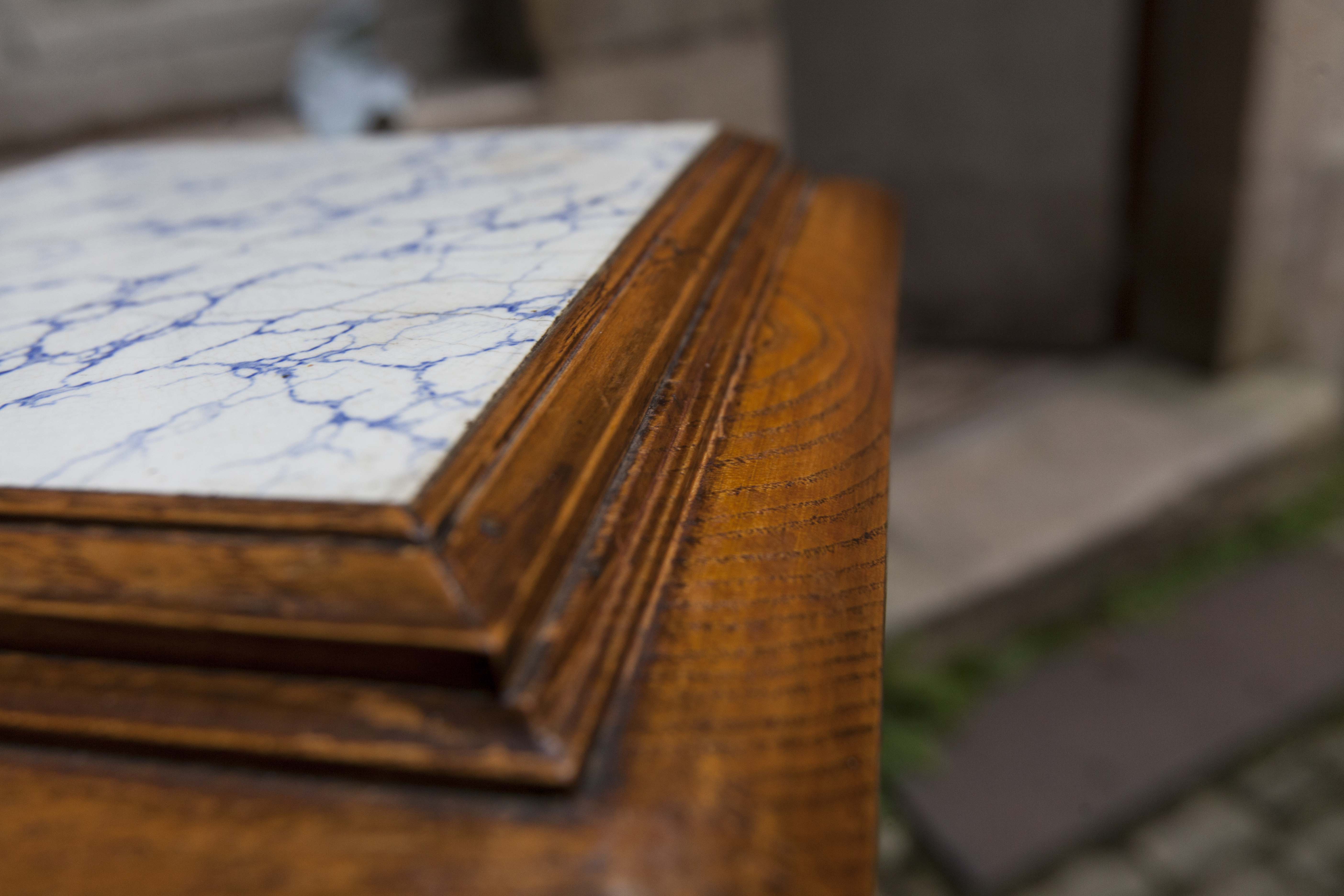 Wooden and ceramic sellette, 1920