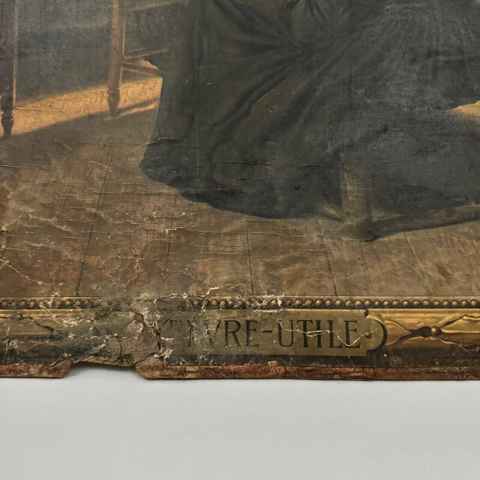 Sign read on cardboard illustrated with two Breton women in costume