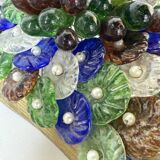 Pair of Art Nouveau bronze and Murano glass wall lights