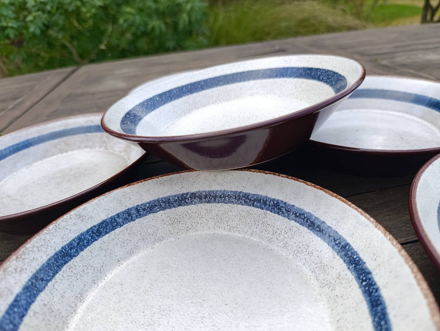 6 ceramic deep plates from the 1960s by MBFA Pornic, model Gobi.