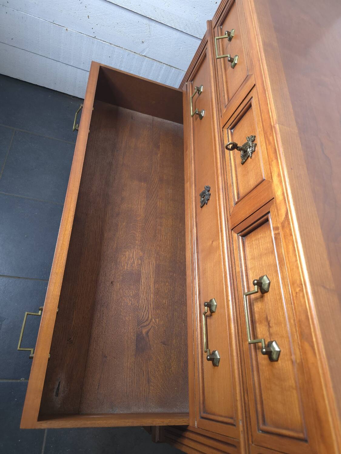 Louis XVI style cherry wood chest of drawers