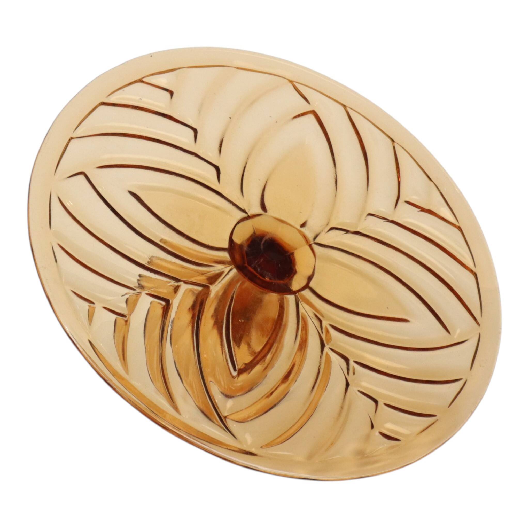 Orange Amber Art Deco Cake Plate Pastry Dish Val Saint Lambert