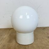 Vintage White Porcelain Ceiling Light with Milk Glass, 1960s