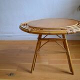 Vintage round rattan coffee table