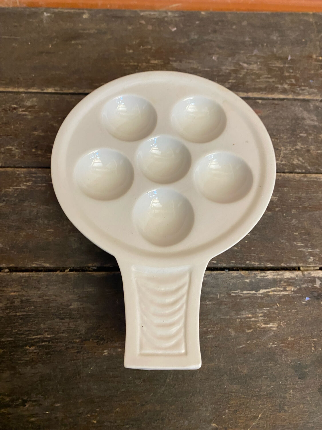 Set of 6 White Vintage Ceramic Escargot Dishes #D854