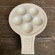 Série 6 Assiettes Poêlons 6 Escargots Céramique Blanche Vintage #D854