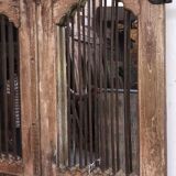 Old chiseled teak door