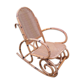 Rocking-chair en rotin canné vintage