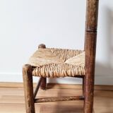 Chaise enfant vintage en bois et paille
