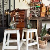 Pair of vintage wooden stools